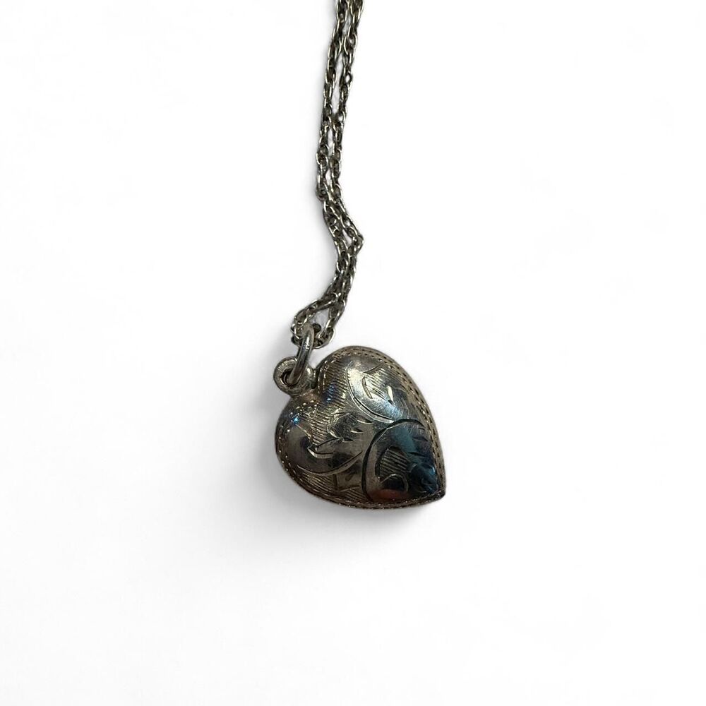 Vintage sterling silver heart charm and necklace